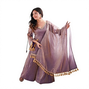 Salwar Kameez traditionnel indien pakistanais violet avec dupatta, coupe classique, longueur standard, séchage rapide, robe de mariée pour femme - Product Image 1