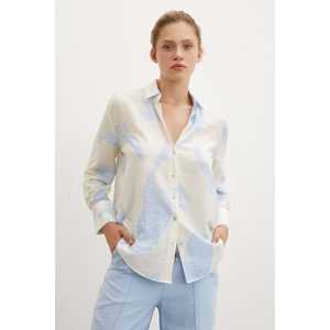 Chemise boutonnée en popeline bleue imprimée pour femme Vince Camuto, tenue décontractée pour tous les jours - Product Image 2