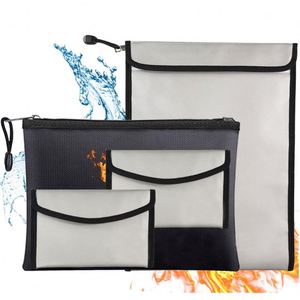 High Temperature Resistant Storage Organizer Silicon Coated Fireproof Documents Safety Bags <b>Fire</b> Waterproof File Bag With Zipper - Product Image 4