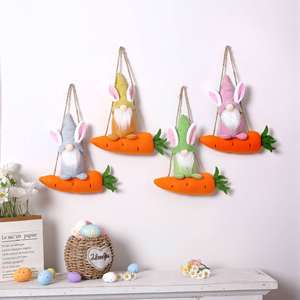 Nuevas decoraciones de Navidad y Pascua: Muñecos de peluche de conejo y zanahoria con lazo para colgar, adornos artesanales personalizados sin rostro. - Product Image 1