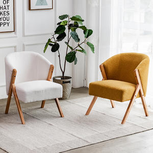 Fauteuil simple moderne en peau d'agneau danoise, fauteuil inclinable en bois massif, chaise longue pour salon, balcon, siège de détente - Product Image 5