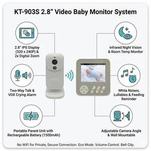 Monitor de Bebé con Pantalla IPS de 2.8 Pulgadas KT-903S, Largo Alcance, Inalámbrico de 2.4GHz, Visión Nocturna, Cámara de Vigilancia - Product Image 2