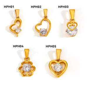Collezione di Ciondoli Bikini F237 in Acciaio Inossidabile Placcato Oro 18K PVD con Zirconi, Cuore, Angelo, Fiore, Ciondoli Fai-da-Te Impermeabili e Antiossidanti - Product Image 3