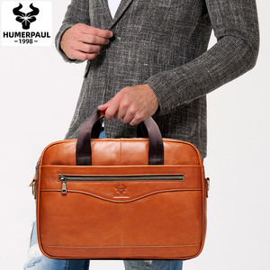 HUMEPAUL High Quality Brand <strong>Leather</strong> <strong>Laptop</strong> <strong>Bags</strong> <strong>Men</strong> Business Briefcase Messenger <strong>Bag</strong> Vintage Top Crossbody <strong>Bag</strong> - Product Image 2