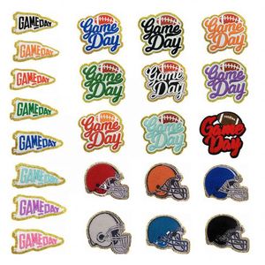 Iron on Embroidery Gold Glitter Edge <b>Game</b> Day Patch for Clothes Hat Decoration Gift - Product Image 1