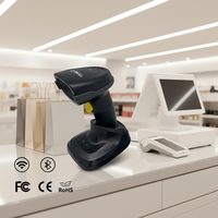 Lecteur de code QR sans fil LONVILL, portable, 2D, 32 bits, scanner de code-barres USB avec support