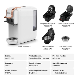 Cafelffe vận chuyển từ Đức 4-trong-1 bán tự động tương thích NES Dolce Gusto 19bar đa viên nang mặt đất cà phê <span class=keywords><strong>espresso</strong></span> maker - Product Image 4