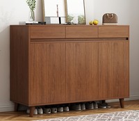 Armoire à chaussures Dareko en bois de noyer moderne, étagères multi-niveaux, tiroirs en plastique et métal durables, montage facile pour la maison
