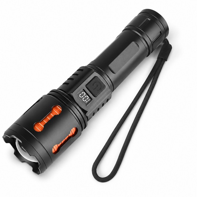 USB-C Rechargeable 1000 Lumens Tactical LED Flashlight Adjustable Zoom Beam Waterproof Outdoor Emergency Camping Light ABS