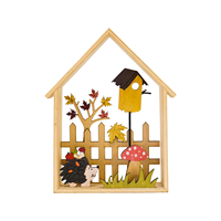Ornement personnalisable en bois en forme de petite maison pour la Fête de la Moisson d'Automne - Décoration de bureau artisanale 3D pour la vente en gros de décorations de Thanksgiving