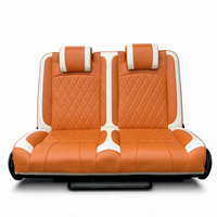 Kursi Van Universal 2-Seater Grosir, Mekanisme Lipat Sandaran Kepala Tersembunyi, Kulit Oranye & Putih, Harga Pabrik OEM