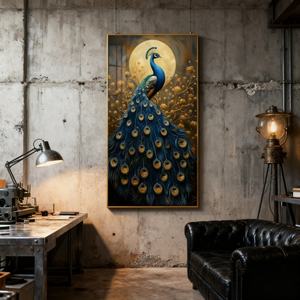 Peinture murale personnalisée d'art indien pour salon, impressions HD, décorations murales paon, décoration d'hôtel, peinture sur porcelaine cristalline LED - Product Image 3