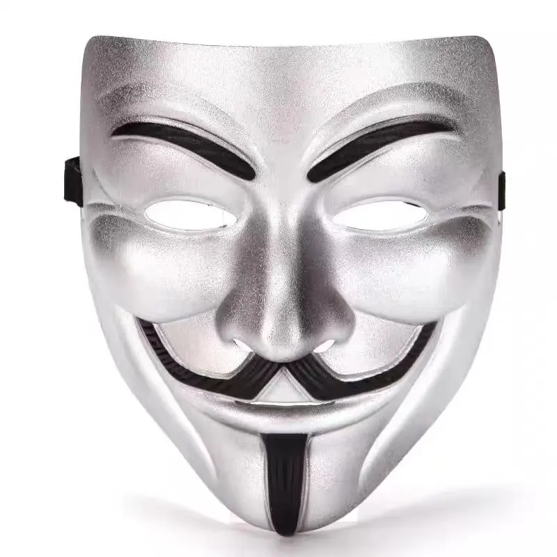 Usine personnalisée V pour Vendetta anonyme Cosplay PET Halloween mascarade masque LED caractéristiques soie matériel fantôme forme fête utilisation