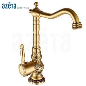 Rubinetto da <span class=keywords><strong>cucina</strong></span> in ottone anticato, monocomando, monoforo, <span class=keywords><strong>a</strong></span> collo lungo, da montare sul piano - Product Image 1