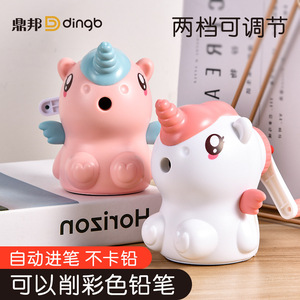 Taille-crayon manuel à manivelle Dingbang Unicorn pour enfants, usage scolaire, couleur blanc rose, modèle plastique 8691 - Product Image 1