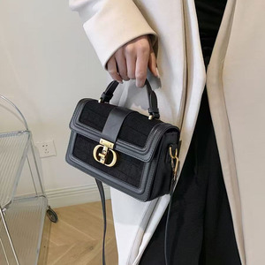 Plush and Suede Patchwork Small <b>Square</b> Bag Handheld and Crossbody Design for Women - Product Image 5