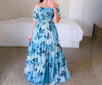 Robe maxi bohème pour femmes, épaules dénudées, à fleurs, dégradé arc-en-ciel, taille haute, tube top, décontractée, été, plage, fête, mariage
