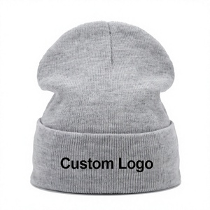 Bonnet en tricot unisexe personnalisé en acrylique respirant et imperméable, style Y2K, broderie, motif uni, style streetwear, adulte, hiver - Product Image 1