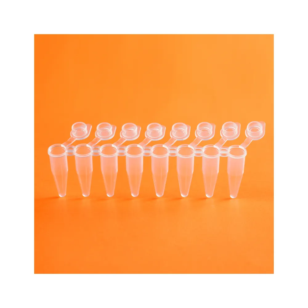 צינורות PCR-PCR 0.2ml דק קיר עם מכסים שטוחים, רצועת של 8 צינורות, DNase/RNase משלוח, חבילה של 125