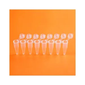 Tabung PCR-Dinding Tipis PCR 0.2Ml dengan Tutup Datar, Strip 8 Tabung, Bebas DNase/RNase, Pak 125