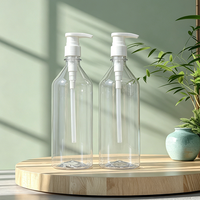 Bouteille en plastique transparente Boston Round de 700 ml avec pompe à pression, emballage vide pour liquides, pour soins personnels, modèle 135, fabriqué en Chine