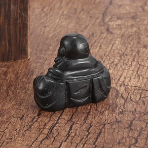 Figura de Buda Maitreya Sonriente Tallada a Mano en Shungita Natural, Amuleto Oriental de la Fortuna, Decoración para el Hogar y Escritorio - Product Image 4