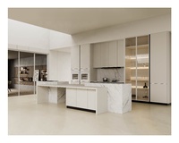 Armoire de cuisine murale de luxe en bois stratifié avec rangement en verre intelligent