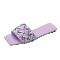 Sandales plates en perles pour femmes, style français, tressées, à bout ouvert, tendance, décontractées, à talon plat, pour l'extérieur