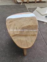 Table d'appoint en onyx blanc persan naturel, table d'appoint ovale irrégulière en pierre, décoration de salon, table en pierre couleur café