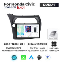 MEKEDE DUDU7 12 + 512G GPS navegación Android Auto Car Audio Radio Car-play 2K pantalla reproductor Multimedia para Honda Civic 2006-2011
