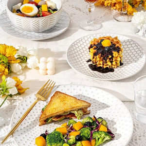 High Quality 24Pcs Embossed White Porcelain <b>Stoneware</b> <b>Dinnerware</b> <b>Set</b> Classic European Style Ceramic Tableware Microwave Portable - Product Image 1