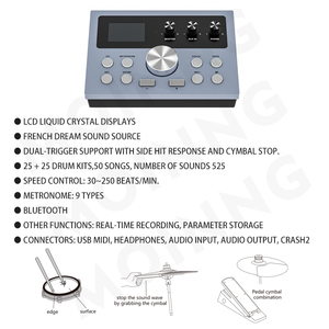 OEM barato de buena calidad electrónica batería 5 tambores 3 platillos tambor Kit de tambor eléctrico conjunto para estudiar - Product Image 3
