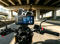 Écran de moto Aoocci C9 Promax avec Apple CarPlay, double caméra embarquée 1080P, système de surveillance de la pression des pneus TPMS pour moto universelle