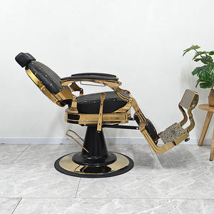 Chaise de styliste en cuir moderne haut de gamme pour salons de coiffure, chaise inclinable réglable dorée luxueuse conçue pour un usage professionnel - Product Image 4