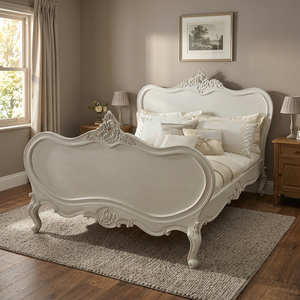 French Antique Style <b>Queen</b> <b>Size</b> Carved Mahogany Round <b>Bed</b> European Design Solid Wood Bedroom Furniture Set for Home Use - Product Image 3