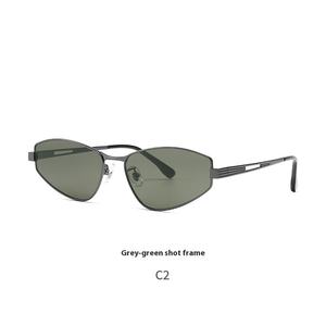 Nouvelles lunettes de soleil rétro unisexes, petite monture marron, monture étroite métallique, verres noirs, style 'Petit Livre Rouge', tendance pour hommes - Product Image 3