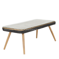 Ensemble de meubles de jardin en rotin résistant aux intempéries pour hôtel nordique, terrasse au bord de la piscine, salon de jardin, canapé, chaise et table basse