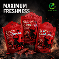 Kantong Ziplock Berdiri Custom Logo OEM ODM, Kemasan Daging Sapi Kering Tahan Lembab Food Grade Dengan Lubang Gantung Atas Bergelombang