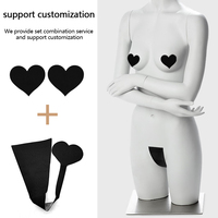 Culottes string invisibles sans couture en tissu non tissé de polyester solide jetable en forme de cœur avec queue autocollante pour un look sexy