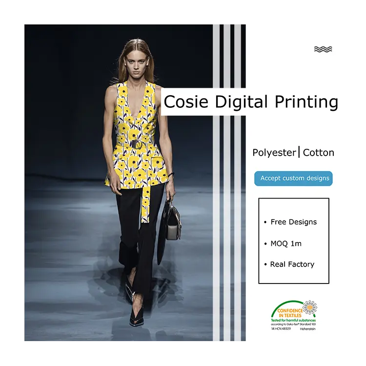 Düşük MOQ giysi için Polyester kumaş rulo üzerinde dijital baskı özelleştirmek