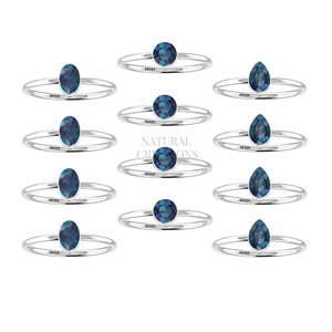 925 argent Sterling naturel kyanite pierres précieuses lunette réglage à la main minimaliste fête cadeau empilable anneau bijoux - Product Image 1