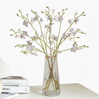 Bunga Delphinium Ajacis Buatan Berkualitas Tinggi Grosir FloDecor, Sutra Kecil 3 Cabang, Hiasan Meja Rumah, Halloween