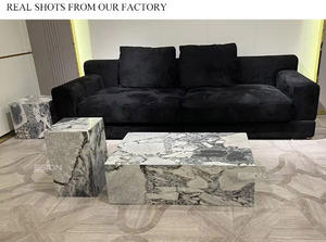 Table basse en marbre Calacatta Violet de luxe à base basse, forme rectangulaire moderne nordique, décoration de salon - Product Image 6