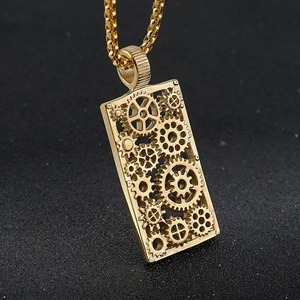 Colgante de Acero Inoxidable al por Mayor, Nuevo Estilo, Colgante Cyberpunk con Diseño de Engranaje Cuadrado Hueco, Joyería para Hombre - Product Image 3