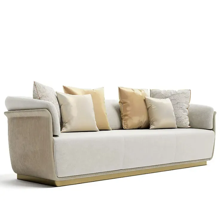 Kf Casa European Modern Style Living Room Royal Wedding Leather Sofa 3 2 1 Seater White French Leather Couch Hotel Lobby Sofa