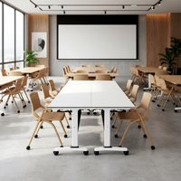 Table de conférence moderne pliable en bois avec roulettes pour réunions, formations et études – Bureau pliable pour réunions et formations