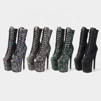 Bottines courtes à lacets sexy de 20 cm (8 pouces) pour boîte de nuit, plateforme, talon fin, chaussures d'été pour femmes, danseuses de strip-tease, pole dance