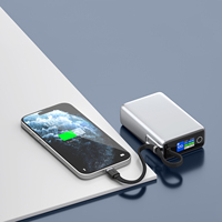Écran couleur TFT à affichage numérique intelligent 20000mah Power Bank 65W Câble intégré Banque d'alimentation à charge rapide pour Xiaomi IPhone