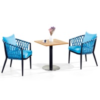 Mobilier de restaurant moderne pour balcon 3 pièces table basse de jardin bistrot et chaise de salle à manger en corde
