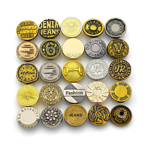 KUNSHUO Custom Classic Vintage Logo Denim Jeans <b>Button</b> Factory Zinc Alloy Zamac Metal Square Pattern Custom <b>Buttons</b> for Jeans - Product Image 2